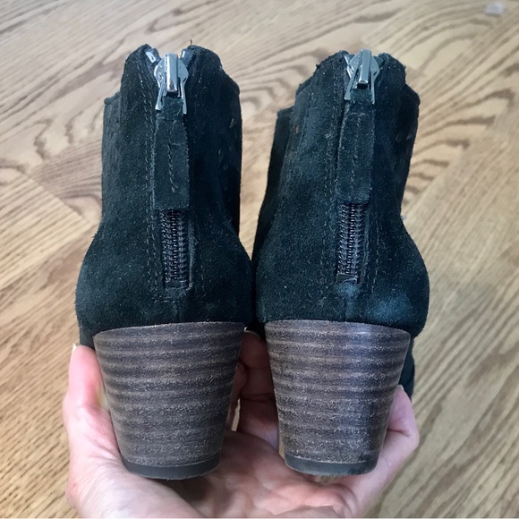 FRANCO SARTO Black Ashlee Suede Laser Cut Booties—SZ. 8.5 - Picture 5 of 8